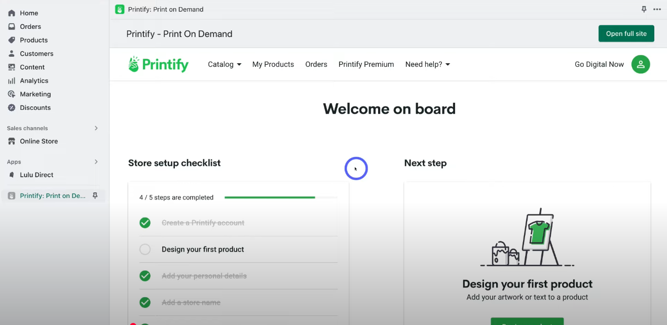 Step 7 Printify Dashboard printify dashboard
